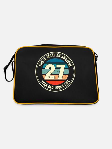27. Geburtstag so sieht man mit 27 Retro Geschenk - Retro Tasche - Schwarz/Gold - Hinten