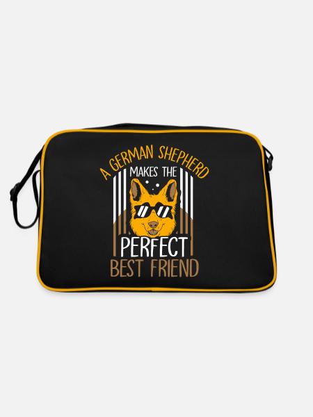 German Shepherd is perfect best friend - Retro Bag - black/gold - Back