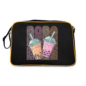 Boba Tea Design Bubbles Bubble Tea Retro Boba - Sac Retro - noir/or - Dos