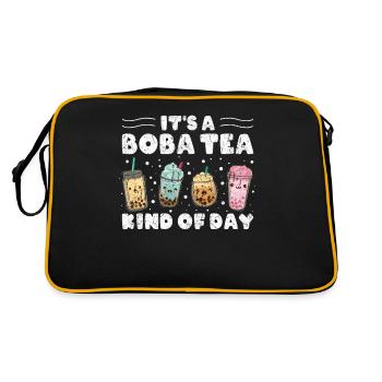 It´s A Boba Tea Kind Of Day Kawaii Bubble Tea - Retro Tasche - Schwarz/Gold - Hinten