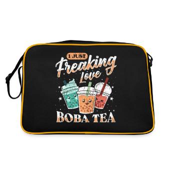 Boba Tea Design Bubbles Bubble Tea Kawaii Boba - Sac Retro - noir/or - Dos