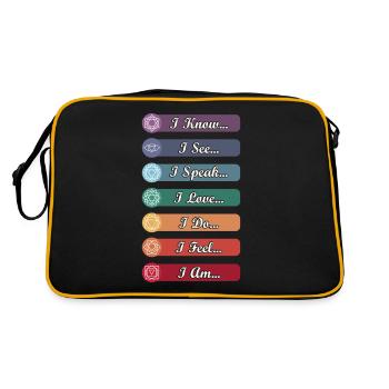 Yoga Chakra Symbole - Retro Tasche - Schwarz/Gold - Hinten