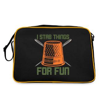 Cross Stitch I Stab Things For Fun Quilting Sewing - Retro Bag - black/gold - Back