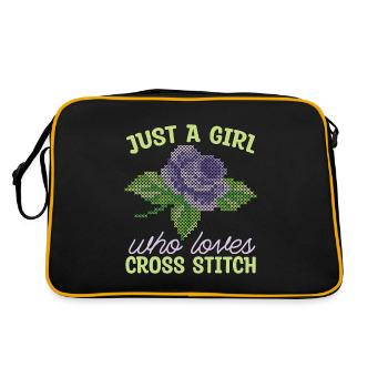Cross Stitch Just A Girl Who Loves Sewing Machine - Retro Bag - black/gold - Back