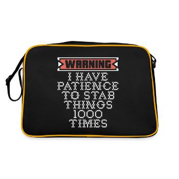 Cross Stitch Warning I Have Patience To Stitching - Retro Bag - black/gold - Back