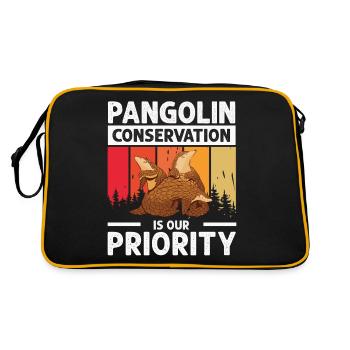 Pangolin conservation, Pangolin lover, - Retro Bag - black/gold - Back