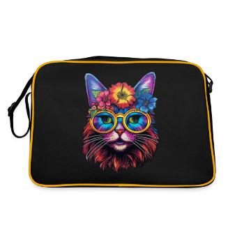 Chat Hippie 60s 70s - Sac Retro - noir/or - Dos