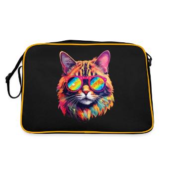 Chat Hippie 60s 70s - Sac Retro - noir/or - Dos