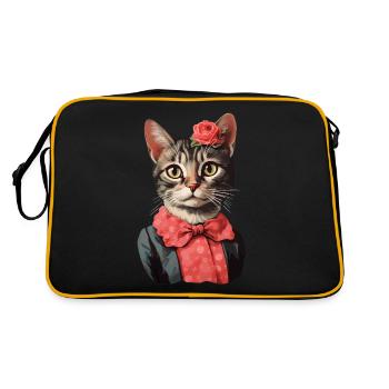 Katze 50er Jahre Design - Retro Tasche - Schwarz/Gold - Hinten