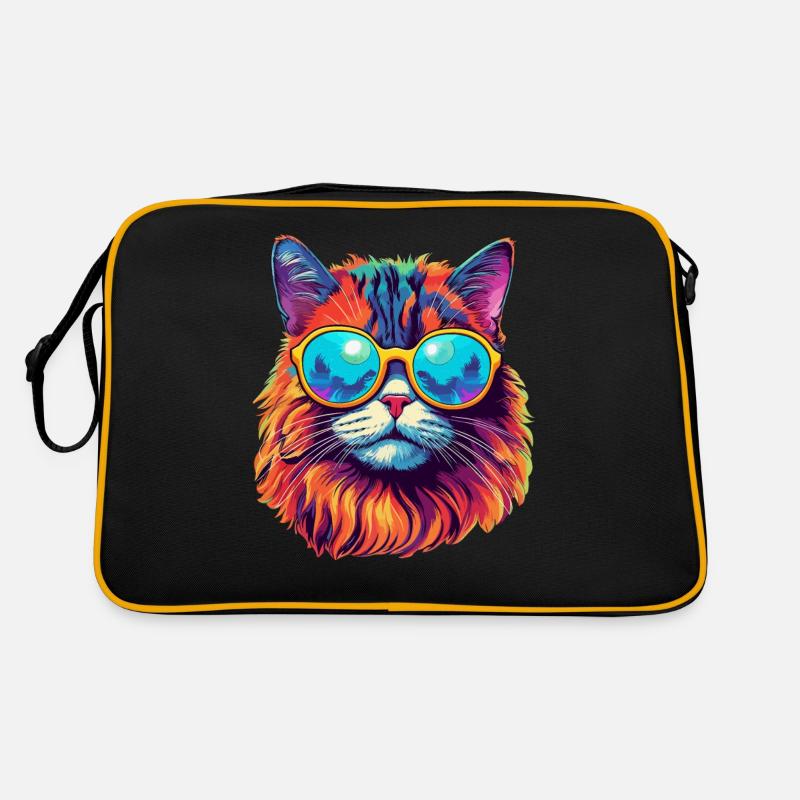 Katze Hippie 60s 70s Retro Tasche