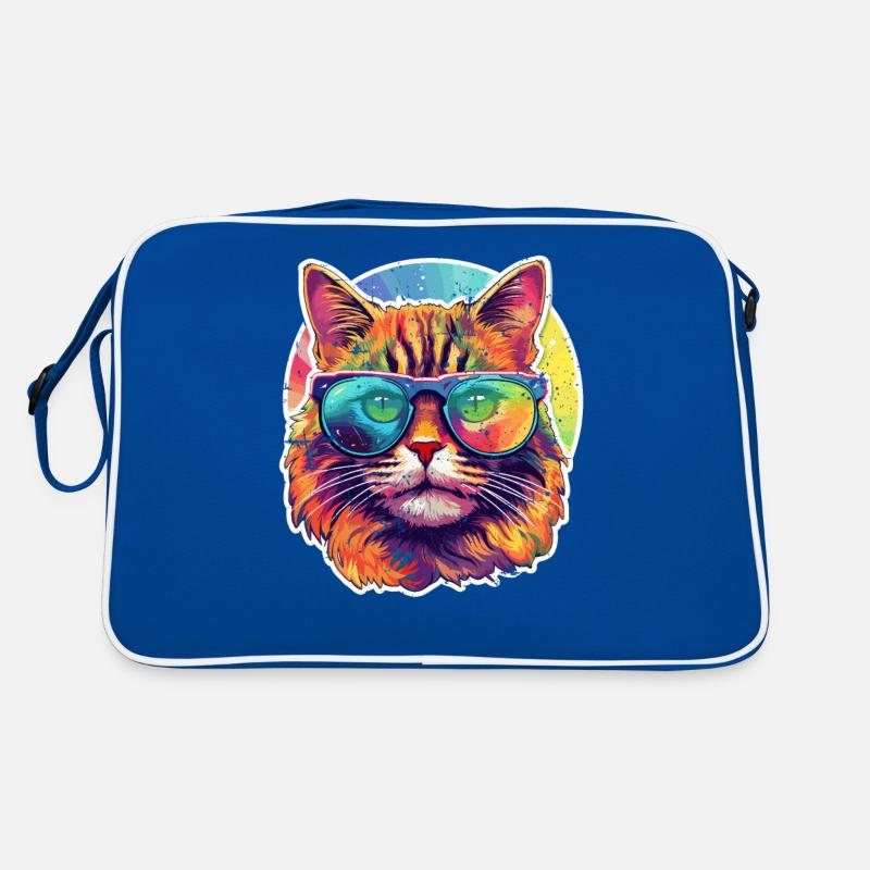 Katze Hippie 60s 70s Retro Tasche