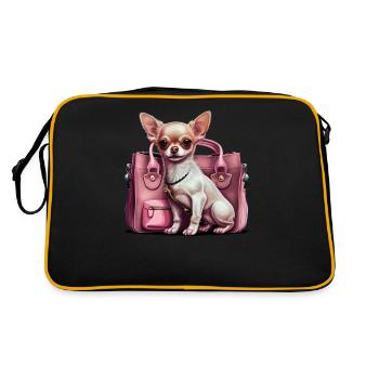 Pink Chihuahua | Rosa Handtasche Welpe Girlie - Retro Tasche - Schwarz/Gold - Hinten
