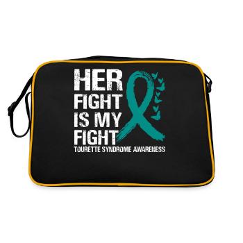 Ihr Kampf gegen Tourette Syndrom Awareness - Retro Tasche - Schwarz/Gold - Hinten