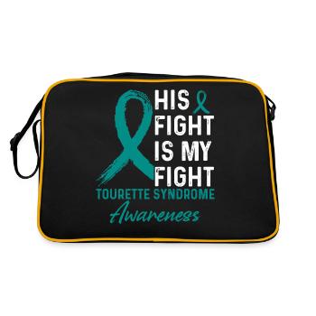 Sein Kampf gegen Tourette Syndrom Awareness - Retro Tasche - Schwarz/Gold - Hinten