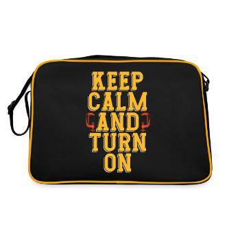 Woodturning Keep Calm And Turn Workshop Woodturner - Retro Tasche - Schwarz/Gold - Hinten