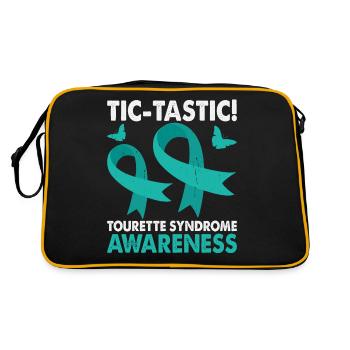 Tic-tastic Tourette-syndrom-bewusstseinsmonat, - Retro Tasche - Schwarz/Gold - Hinten