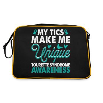 Tics Machen Mich Einzigartig Tourette-syndrom - Retro Tasche - Schwarz/Gold - Hinten