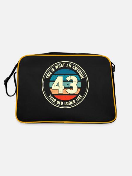 43. Geburtstag so sieht man mit 43 Retro Geschenk - Retro Tasche - Schwarz/Gold - Hinten