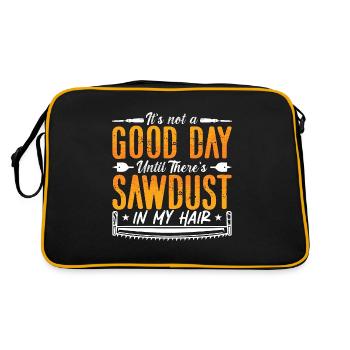 Wood Carving It's Not A Good Day Woodsman Woodwork - Retro Tasche - Schwarz/Gold - Hinten