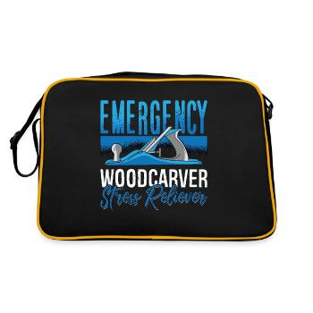 Wood Carving Emergency Woodcarver Woodworking - Retro Tasche - Schwarz/Gold - Hinten
