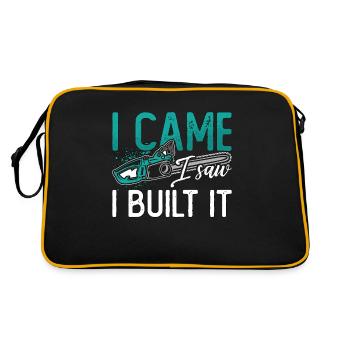 Wood Carving I Came I Saw I Built It Woodworking - Retro Tasche - Schwarz/Gold - Hinten