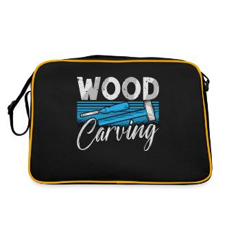 Wood Carving Woodsman Logger Woodworking Carving - Retro Bag - black/gold - Back