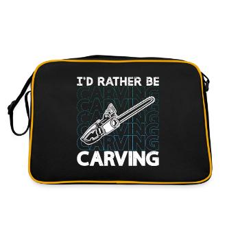 Wood Carving I'd Rather Be Carving Woodworking - Retro Bag - black/gold - Back