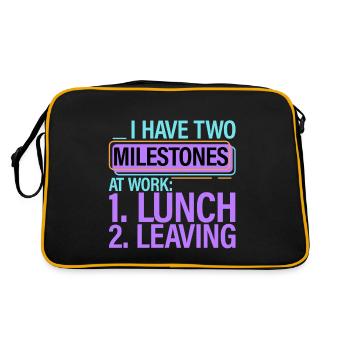J’ai deux jalons au travail, le déjeuner, le départ 2 - Sac Retro - noir/or - Dos
