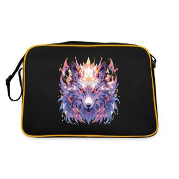 Loup Loups Animal Animaux Animaux Tête de Loup - Sac Retro - noir/or - Dos