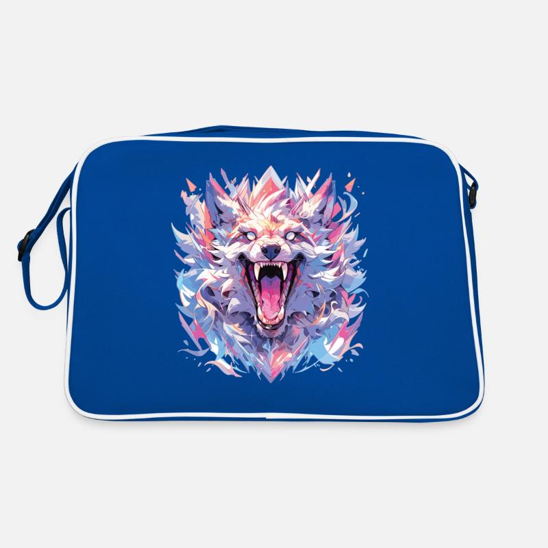 Wolf Wolfskopf Wölfe Waldbewohner Tiere Retro Tasche