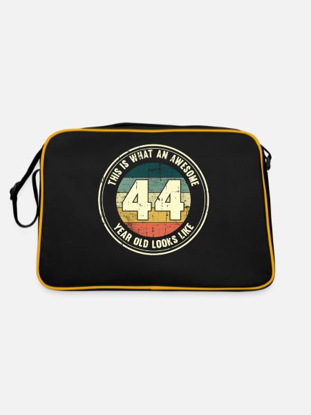 44. Geburtstag so sieht man mit 44 Retro Geschenk - Retro Tasche - Schwarz/Gold - Hinten