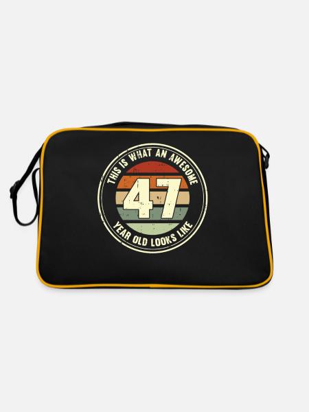 47. Geburtstag so sieht man mit 47 Retro Geschenk - Retro Tasche - Schwarz/Gold - Hinten