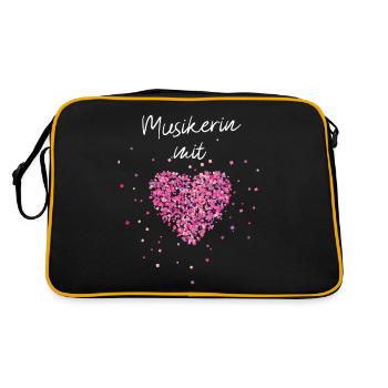 Musikerin mit Herz Musikunterricht Musiklehrerin - Retro Tasche - Schwarz/Gold - Hinten