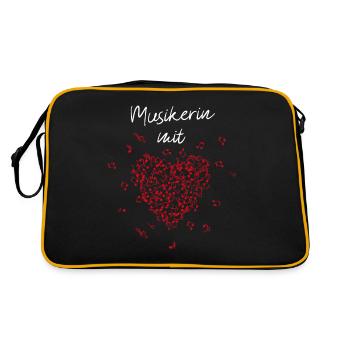 Musikerin mit Herz Musik Band Notenschlüssel - Retro Tasche - Schwarz/Gold - Hinten