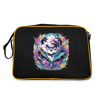 Panda Panda Bear Pandbaby Pandas - Retro Bag - black/gold - Back