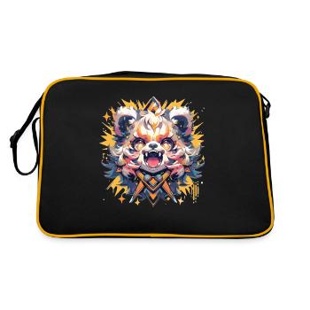 Panda Panda Bear Pandbaby Pandas - Retro Bag - black/gold - Back