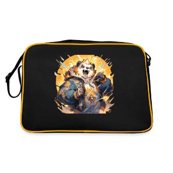 Panda Cool Panda Bear Pandas - Retro Bag - black/gold - Back