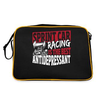 Sprint Car Racing ist das beste Antidepressivum - Retro Tasche - Schwarz/Gold - Hinten