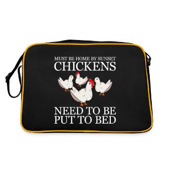 Home By Sunset, Chickens Need To Be Put To Bed 4 - Retro Bag - black/gold - Back