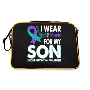 Wear teal & purple for awareness - Retro Bag - black/gold - Back