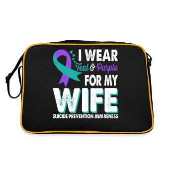 Wear teal & purple for awareness of the - Retro Bag - black/gold - Back