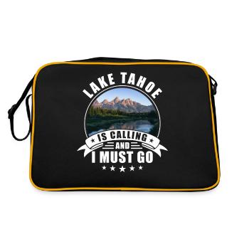 Lake Tahoe Souvenir Lake Tahoe Ruft - Retro Tasche - Schwarz/Gold - Hinten