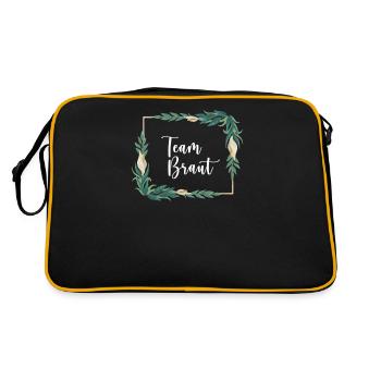 Team Braut I Blumenkranz Hochzeit Boho Stil - Retro Tasche - Schwarz/Gold - Hinten