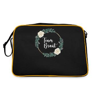 Team Braut I Blumenkranz Hochzeit Boho Stil - Retro Tasche - Schwarz/Gold - Hinten