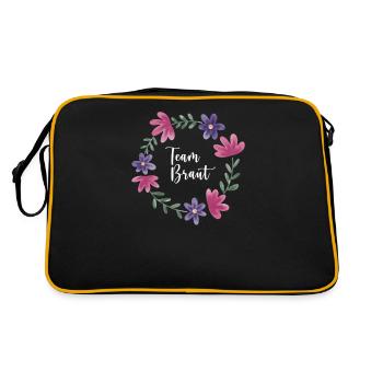 Team Braut I Blumenkranz Hochzeit Boho Stil - Retro Tasche - Schwarz/Gold - Hinten