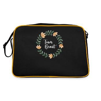 Team Braut I Blumenkranz Hochzeit Boho Stil - Retro Tasche - Schwarz/Gold - Hinten