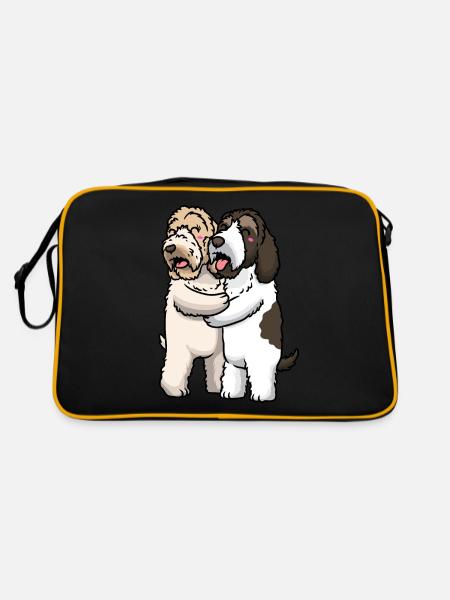 Kleiner Basset Griffon Vendéen Hund Liebhaber - Retro Tasche - Schwarz/Gold - Hinten