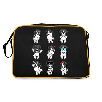 Landseer Dog Kawaii Emoticon - Retro Bag - black/gold - Back