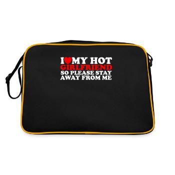 I LOVE MY HOT GIRLFRIEND SO PLEASE STAY AWAY FROM - Retro Bag - black/gold - Back