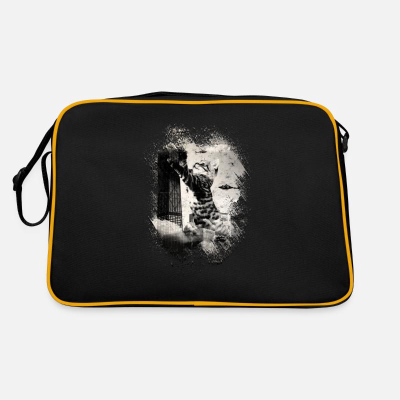 Giant Cat on Sunset - Surreal Art Retro Bag